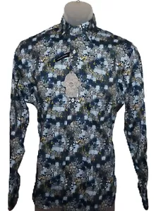 Camisa Visconti Manga Larga Pequeña Elastizada Multi Geométrica Estampado Salpicaduras Nueva con Etiquetas - Imagen 1 de 6