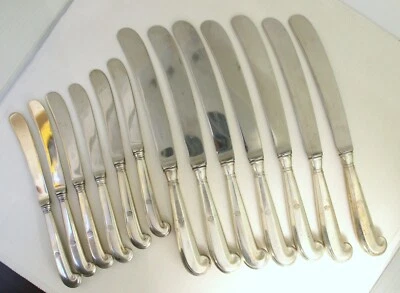 13 facas de manteiga vintage Stieff prata esterlina restauração Williamsburg 2 tamanhos - Imagem 1 de 4