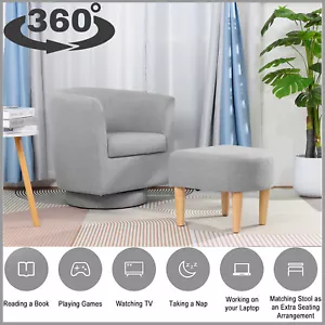 Swivel Accent Armchair Single Sofa w/Ottoman Modern Fabric Chair for Living Room - Picture 1 of 12