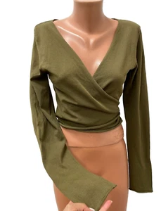 SARAH PACINI size L / XL Wrap Cardigan Green - Brown Long sleeve - Picture 1 of 5