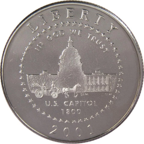 U.S. Capitol Visitor Center Commemorative 2001 P Clad Half Dollar Proof 50c Coin Cover