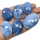 6 Pcs Natural Blue Opal 32mm-44mm Oval Checker Cut Loose Gemstones 290.55 Cts