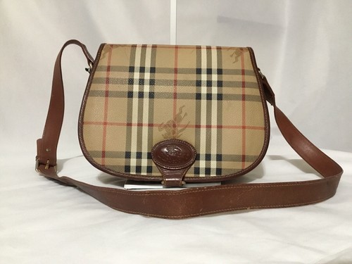 Autentica borsa a tracolla vintage Burberry in pelle PVC