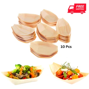 Sushi Serving Wooden Bamboo Boats Platter Tray Disposable Food Containers 10 PCs - Picture 1 of 24