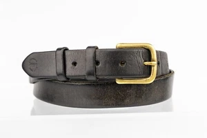 Vintage Retro 100% Natural leather belt Brass Buckle size L/XL Made in England - Picture 1 of 6