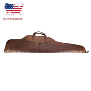 TOURBON Genuine Leather Rifle Case Scoped Carry Bag Soft Fleece Padded - Picture 1 of 24