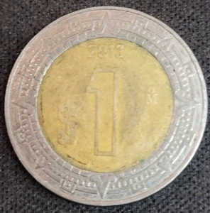 $1 PESOS Mexican Bimetallic Coin 2013 - Picture 1 of 2
