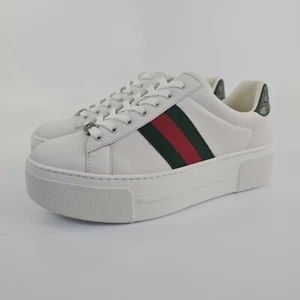 GUCCI Ace Women's Platform White Leather Sneakers New - Picture 1 of 10