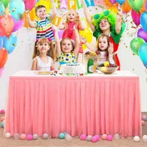 9' x 30'' Tutu Tulle Table Skirt Tableware Cloth Cover Wedding Party Birthday - Picture 1 of 3