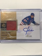 CHRIS KREIDER 2012-13 SP Authentic FUTURE WATCH Patch/Jersey Auto ROOKIE 080/100