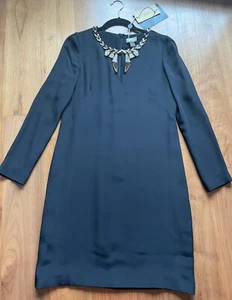 Issa Black silk dress with jewelled neckline UK10 BNWT - Picture 1 of 8