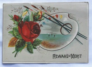 Vintage Card; Reward of Merit; Rose; From 1880s - Imagen 1 de 3