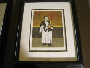 Guy Buffet, Champaign Waiter LE1558/2000 signiert gerahmt & mattiert 9x11" Kunstdruck - Bild 1 von 3