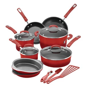 15-Piece Classic Brights Nonstick Pots and Pans/Cookware Set, Red Gradient - Picture 1 of 5
