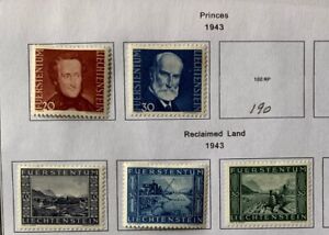 Liechtenstein Stamps 1943 MH Mostly VF Nice Coll A1/142