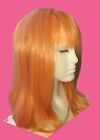 Fire red wig with fringe 18" synthetic costume, party + wig cap and lashes