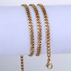 3/5/7/9/11mm Gold Plated Curb Cuban Link Stainless Steel Necklace Men Chain Boys