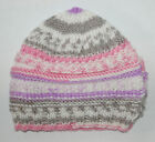 Hand knitted Baby Hat Lilac Pink Grey Mix Newborn