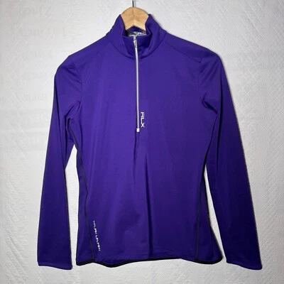 Top deportivo RLX Ralph Lauren para mujer púrpura 1/4 cremallera manga larga talla pequeña golf Foto 1 de 4