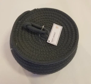 Cestino in corda grigio scuro con coperchio tessuto cotone forma vaso tondo, dimensioni: 8"x4" - Foto 1 di 7