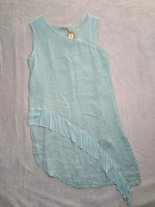 Obsession Hi-Lo Strandkleid – Damen Einheitsgröße – hellgrün italienisches Leinen  - Bild 1 von 8