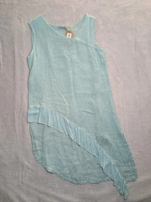 Obsession Hi Lo Beach Cover Up Women's One Size Pale Green Linen Italian  - Image 1 of 4