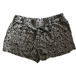 Jolt Paper Bag Shorts in Leopard Print Womens L Animal Print Pockets Tie Waist - Picture 1 of 11