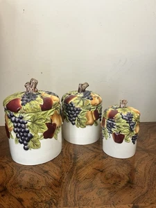 Juego de 3 Botes y Tapa Sonoma Villa - Sello de Goma Decoración del Hogar Tarro de Almacenamiento Galletas - Imagen 1 de 6