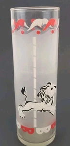 Vintage Libbey Frosted Highball Glass Lion Animal Merry-go-round MCM  - Picture 1 of 4