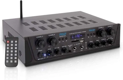 Pyle 500W 4-Channel Karaoke Bluetooth Amplifier Home Theater Receiver PTA44BT - Image 1 of 4