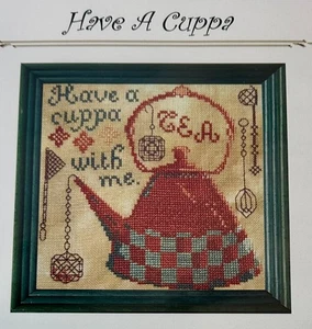 Tempting Tangles HAVE A CUPPA Cross stitch Pattern~Deborah Dick 89x88 Stitches - Picture 1 of 3