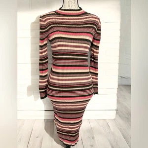 New Maggy London Long Slv. Midi  Stretch Knit Sweater Dress Bodycon Size Medium - Picture 1 of 7