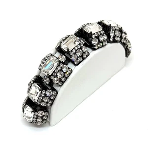 Moans Couture Bracelet w Large Rhinestones Links Signed - Picture 1 of 7