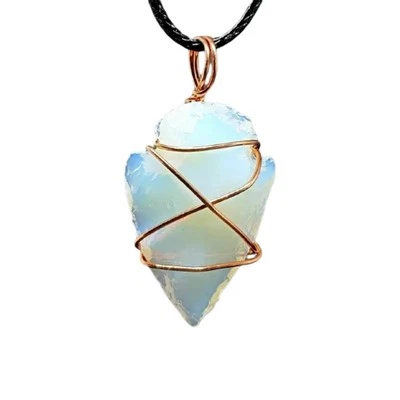 Collar con punta de flecha de opalita colgante piedra de ópalo collar de cordón de alambre de cobre peruano Foto 1 de 4