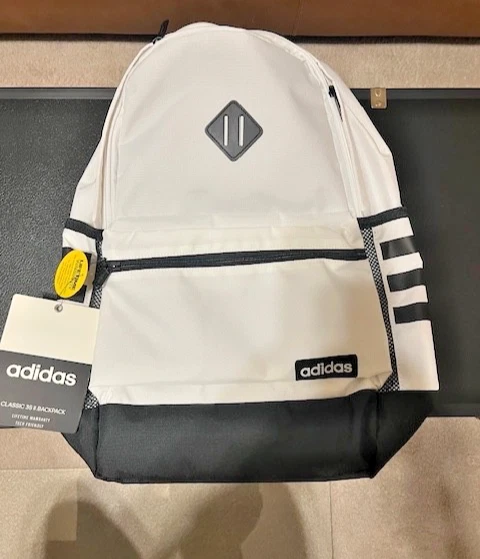 Adidas Classic 3S II Backpack Laptop White/Black New Tags  - Image 1 of 4