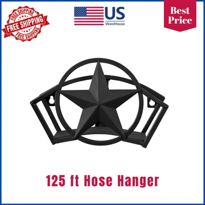 125 ft Black Metal Star Hose Hanger Wall Mounted Garden Hose Reel Holder - Image 1 of 4