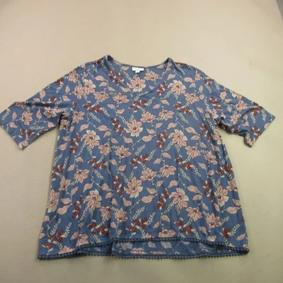 Camisa J Jill Mujer XL Manga Corta Pullover Ligera Informal Cuello en V Floral Foto 1 de 4