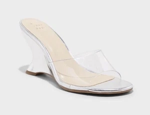 Women's Chessy Silver Wedge Heels with Memory Foam A New Day Sz 6 - Picture 1 of 5