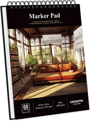 Cuaderno de bocetos de papel marcador 8,5x11, 60 hojas almohadilla para marcadores de alcohol, 90 l... Foto 1 de 4