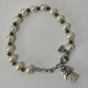 Vintage echte Perle & Sterlingsilber Perlen Armband JFK & Engel Charms passt sich an - Bild 1 von 21
