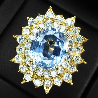 ANILLO REGALO NAVIDAD ACIANO ZAFIRO AZUL OVALADO 8,40CT PLATA ESTERLINA 925 HECHO A MANO Foto 1 de 4