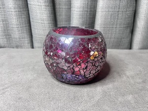 Hobby Lobby Buntglas Mosaik Kerzenhalter Windlicht rund rosa rot - Bild 1 von 7