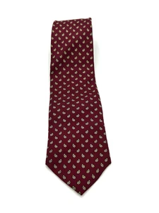 VTG ROOSTER Neck Tie Dark Red Geometric Hand Printed in Italy 100% SILK 3.25"W - Picture 1 of 9
