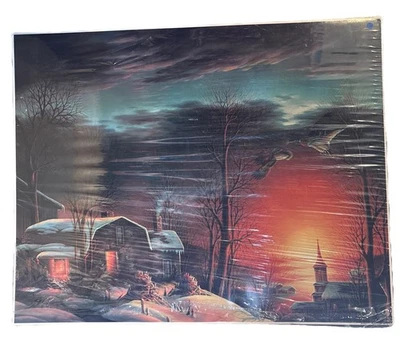 Impresión artística de Terry Redlin “World Pictures” 16x20 (sin marco) Snowy Village Foto 1 de 4