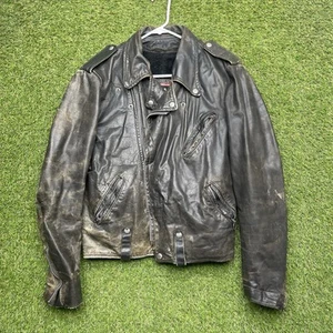 Chaqueta de cuero Brooks para hombre 40 vintage años 70 negra motociclista carreras años 90 - Imagen 1 de 19