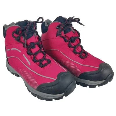 Botas de invierno Lands' End al tobillo senderismo nieve para mujer 8B rosa negro lona Foto 1 de 4