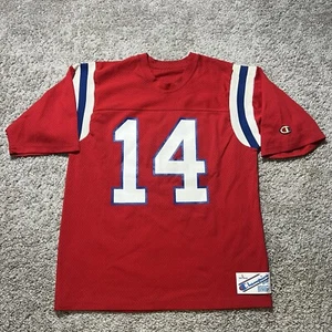 Vintage 1980s New England Patriots Champion Jersey Red 14 Men Large NFL Football - Picture 1 of 9
