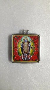 Handmade 92.5 Sterling Silver Glass Framed Hindu Goddess Kali Mata Pendant - Picture 1 of 6