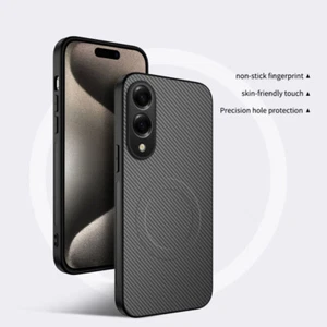 For Samsung Galaxy S25 Edge, Shockproof Carbon Fiber Magnetic Soft Cover Case - Picture 1 of 13