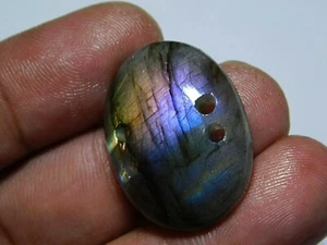 Front To Back Quadruplet Drilled Purple Labradorite Oval Connector Charm Beads - Picture 1 of 4